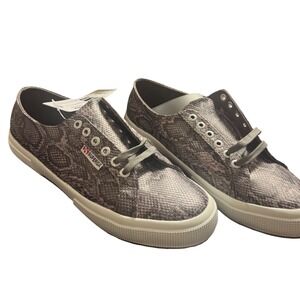 NWT Superga 2750 Sneakers Grey‎ Snake Print Low Top Lace Up Women US 9.5 Euro 41